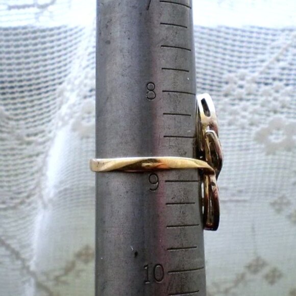 Vintage Russian USSR 18K 750 Yellow White Gold Diamond Cluster Infinity RING - Picture 8 of 8